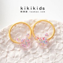 Childrens leather band accessories Korean girl tie hair head rope small love mouse girl baby cartoon hair ornaments Hair ring