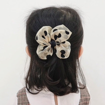 Koreas new childrens headdress hair accessories Polka dot yarn classic bow girl hair circle Little girl high-end headband
