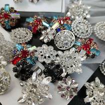 Full diamond color diamond buckle Rhinestone Button metal retro fashion petal button suit shirt decoration buckle