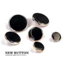 Black gold rimmed suit button button button round mens and womens suit button pants overcoat buckle dress buckle