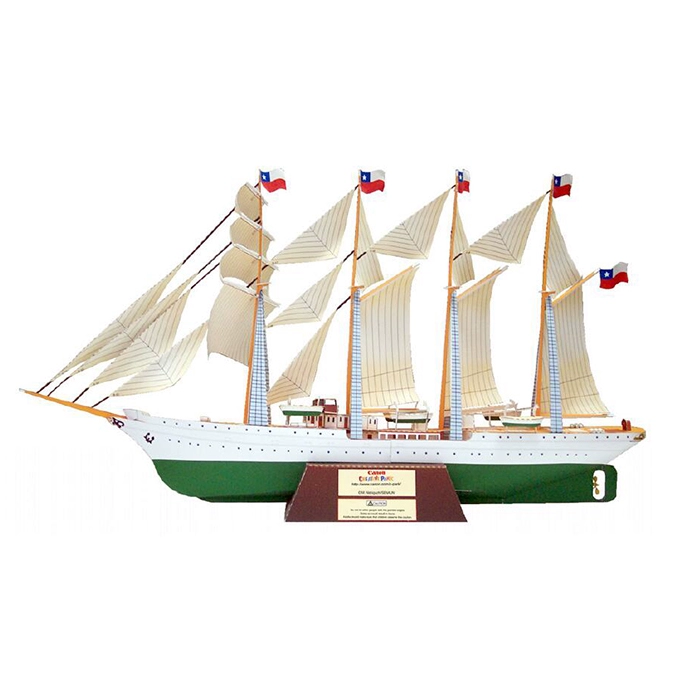 Thuyền buồm Esmeralda giấy thủ công DIY mô hình giao thông vận tải biển máy tính để bàn hiên trang trí giấy thủ công - Mô hình giấy