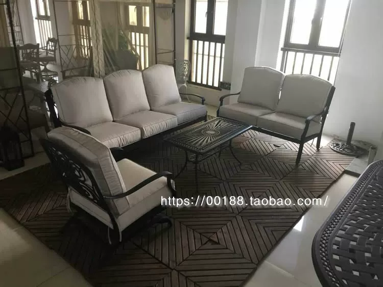 Bàn ghế sofa nhôm đúc ngoài trời Bàn ghế sofa nhôm nhôm ngoài trời Phong cách châu Âu sân vườn vườn kim loại sofa nhà - Bàn ghế ngoài trời / sân