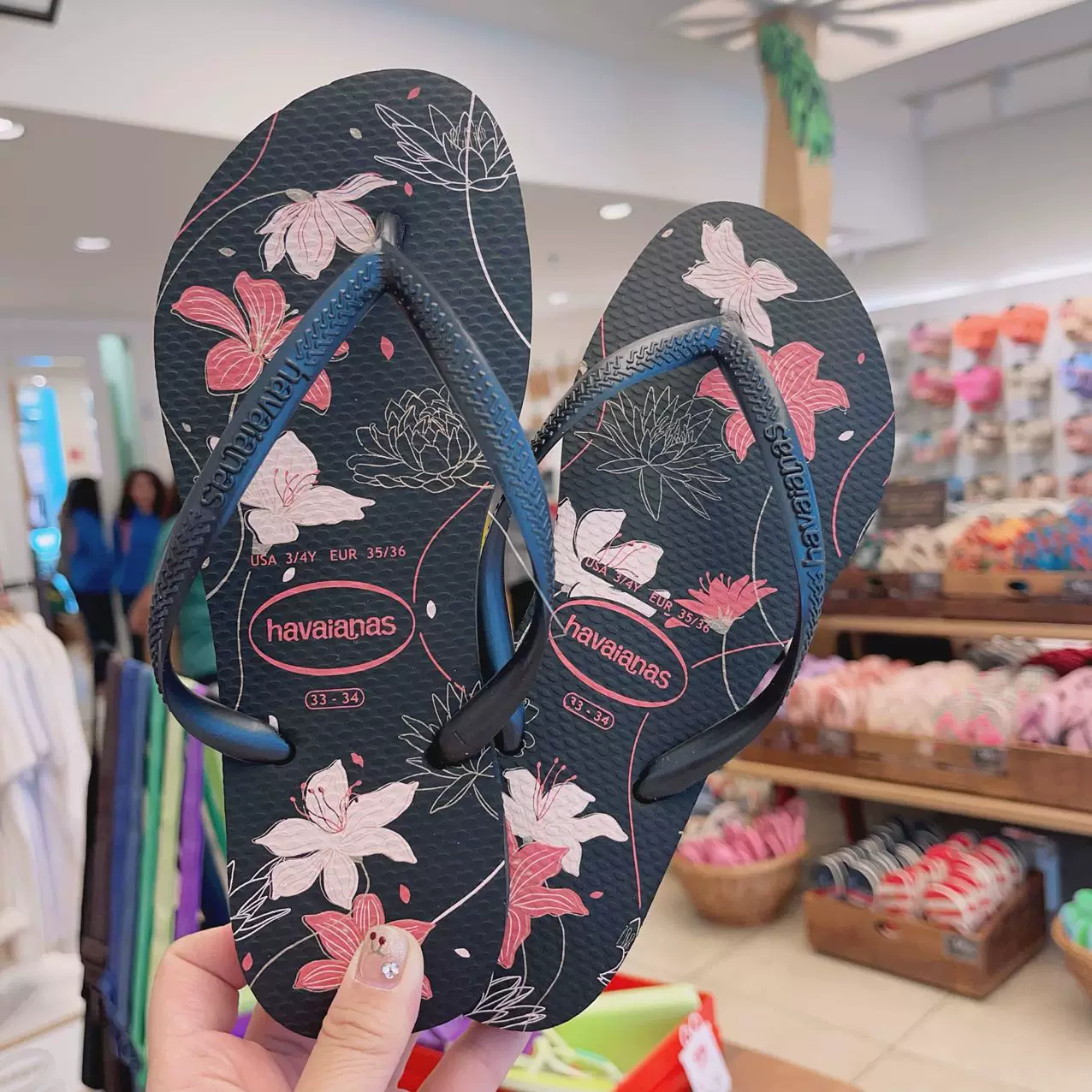 [Новая коллекция Havaianas Havana Slim женские шлепки с цветочным принтом противоскользящие резиновые балетки]