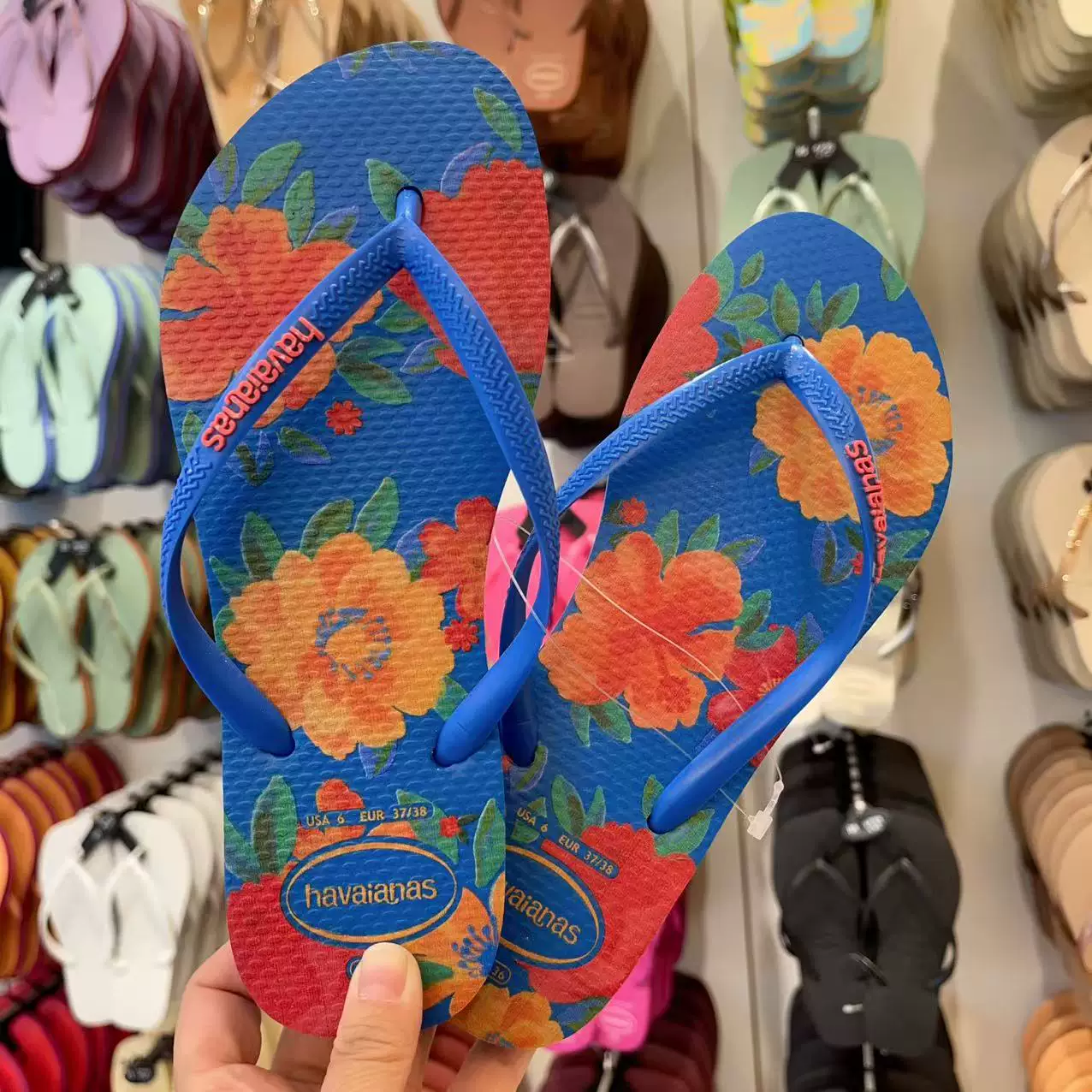[Новая коллекция Havaianas Havana Slim женские шлепки с цветочным принтом противоскользящие резиновые балетки]