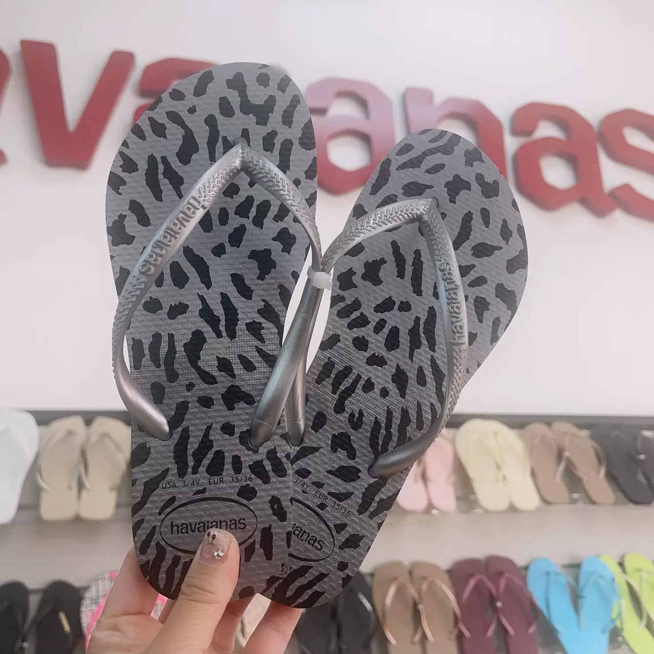 [Новая коллекция Havaianas Havana Slim женские шлепки с цветочным принтом противоскользящие резиновые балетки]