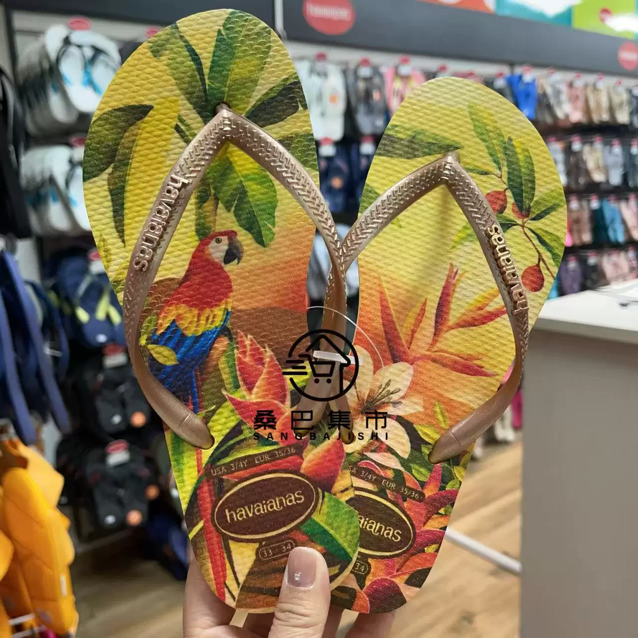 [Новая коллекция Havaianas Havana Slim женские шлепки с цветочным принтом противоскользящие резиновые балетки]