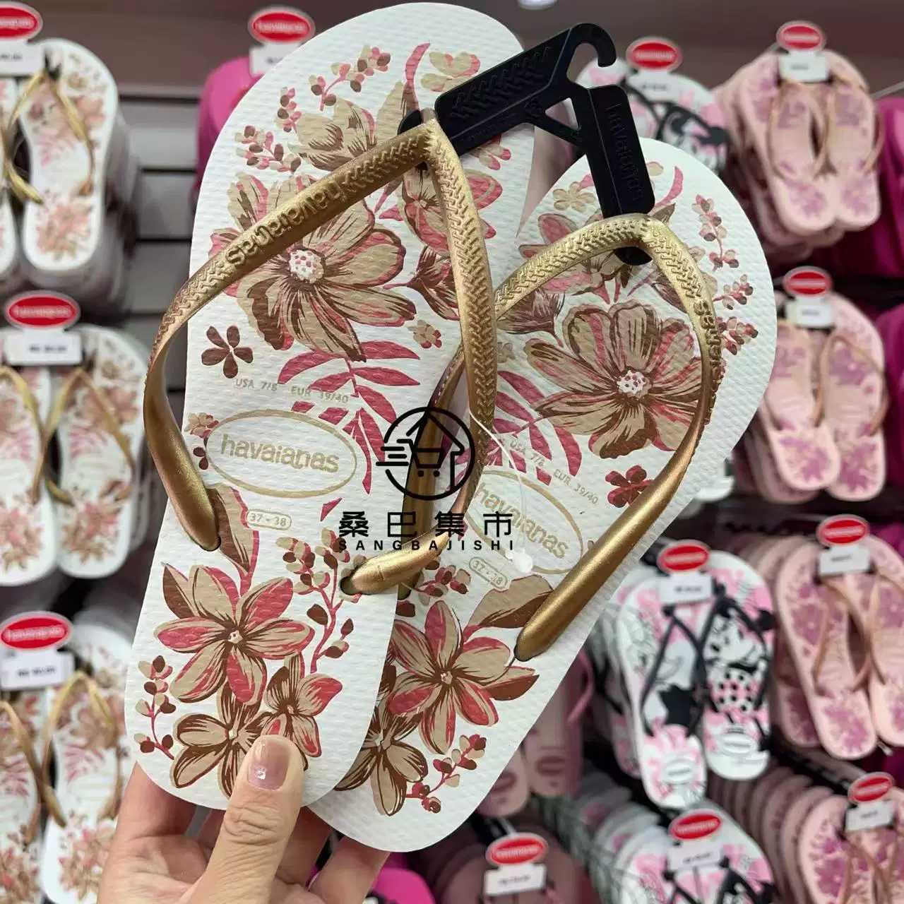 [Новая коллекция Havaianas Havana Slim женские шлепки с цветочным принтом противоскользящие резиновые балетки]