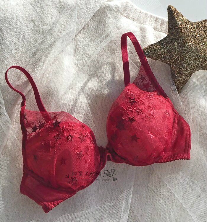 Japanese native wacoal wacoal A by amphi shiny starry red bra 097