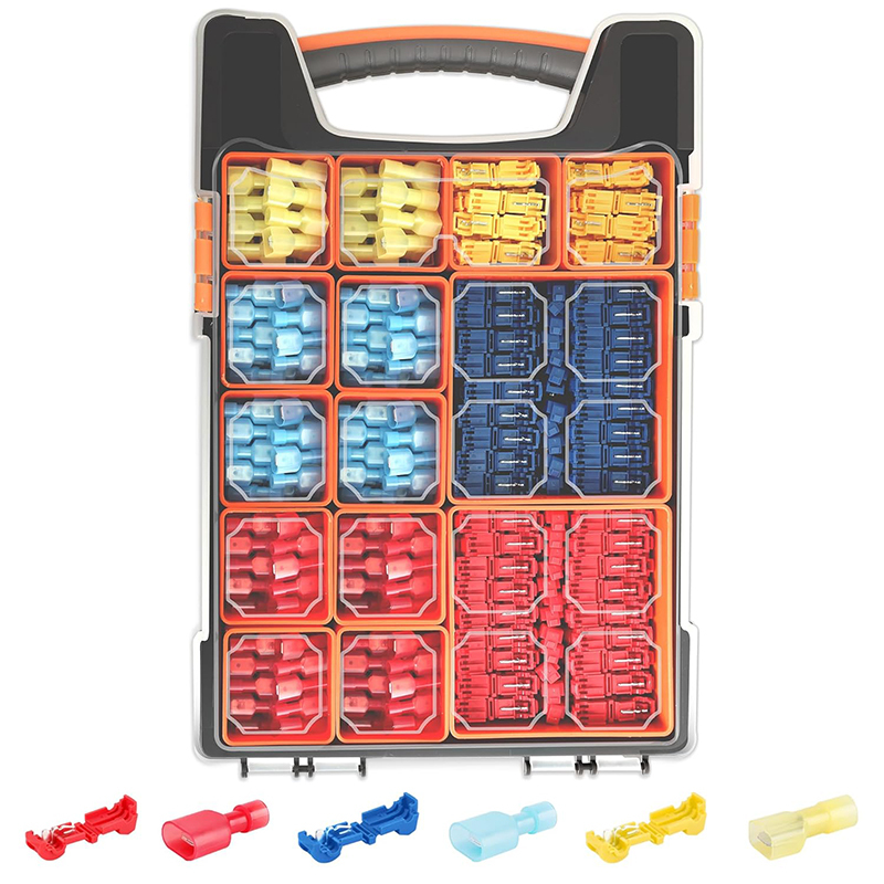 600 Boxed T-Type Automotive Terminal Connectors, No Wire Cutting Required, Quick Connection, Ant Clip Shovel-Type Connector Set