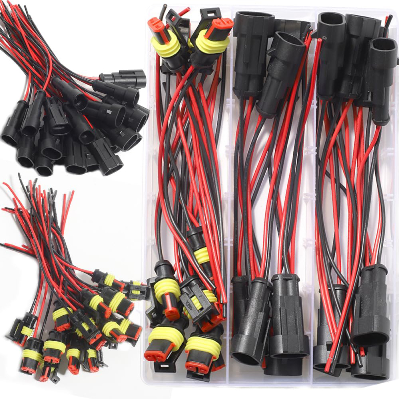 20 Pairs of 1.5 Series Amp Automotive Waterproof Connectors Hid 2P Male and Female Connectors with Wire Conversion Adapters