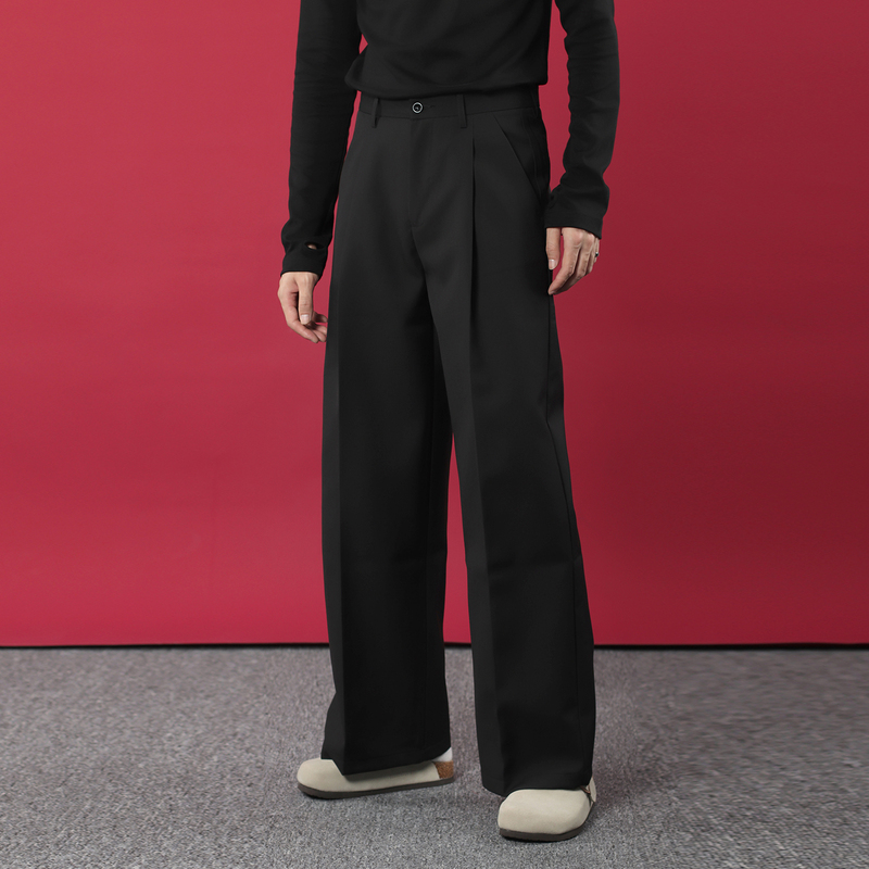 Tr Homme Autumn New Men's Pleated Dress Pants Loose Straight Solid Color Versatile Commuting Men's Casual Pants Tr Homme Autumn New Men's Pleated Dress Pants Loose Straight Solid Color Versatile Commuting Men's Casual Pants