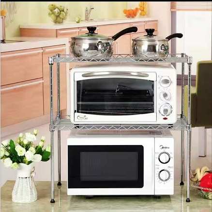 Two-tier kitchen rack microwave oven rack oven rack pot rack kitchen storage finishing rack countertop shelf