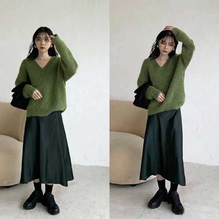 难搭配的绿色半裙 怎么搭配才好看呢 汤汤的百变衣橱的我爱搜罗