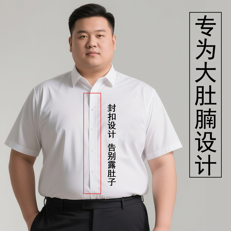 Plus-Size Men's Short-Sleeve Shirt, Men's Spring and Summer Thin Style, Extra Large and Loose Casual Shirt for Big Guys