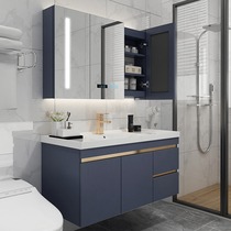 Smart bathroom cabinet combination modern simple solid wood bathroom cabinet washbasin toilet washbasin cabinet