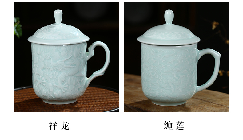 Shadow blue its office cup of jingdezhen ceramic cups with cover household glass tea cup personal gift cup cup