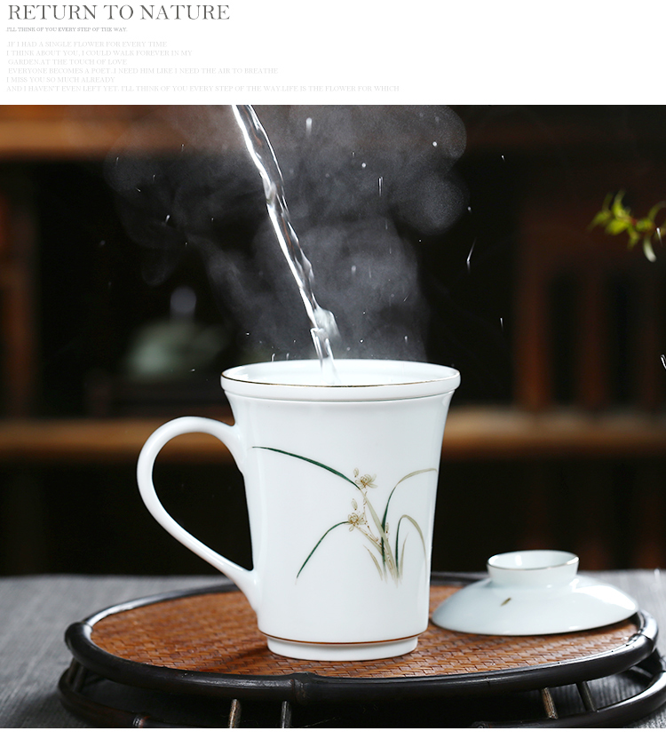 Jingdezhen ceramic filter creative keller cups with cover household separation of tea cup office tea cup