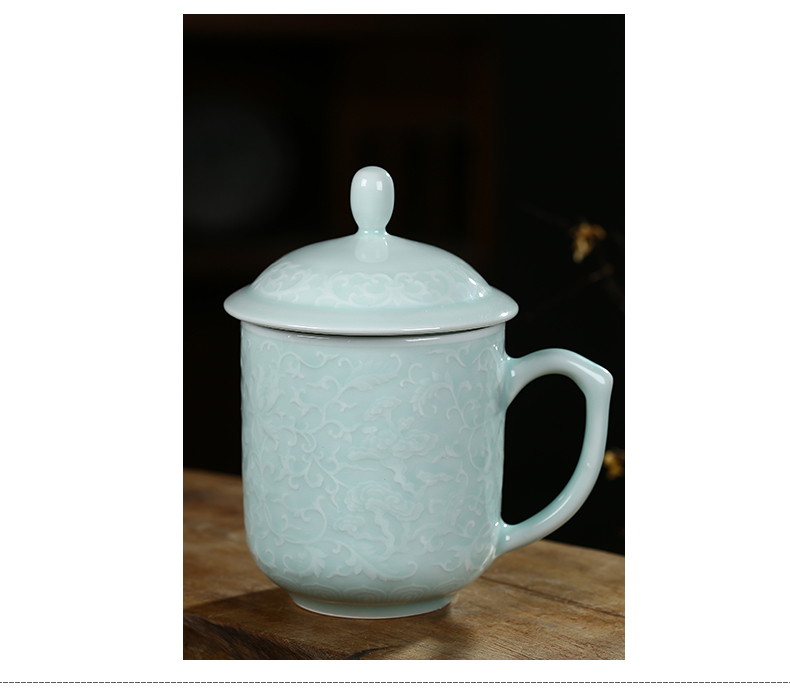 Shadow blue its office cup of jingdezhen ceramic cups with cover household glass tea cup personal gift cup cup