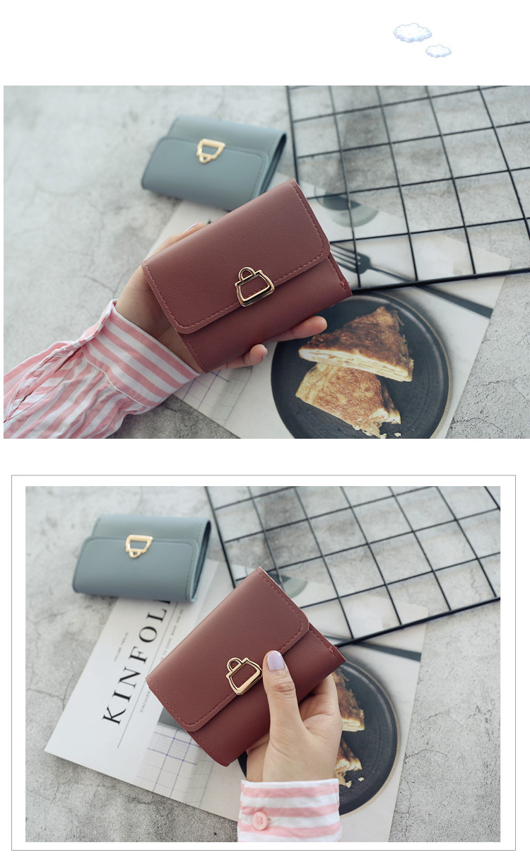 2018 xu hướng thời trang mới Châu Âu và Mỹ phong cách nữ ví ngắn sinh viên cá tính nhỏ khóa kim loại buckle wallet ví nam nhỏ gọn