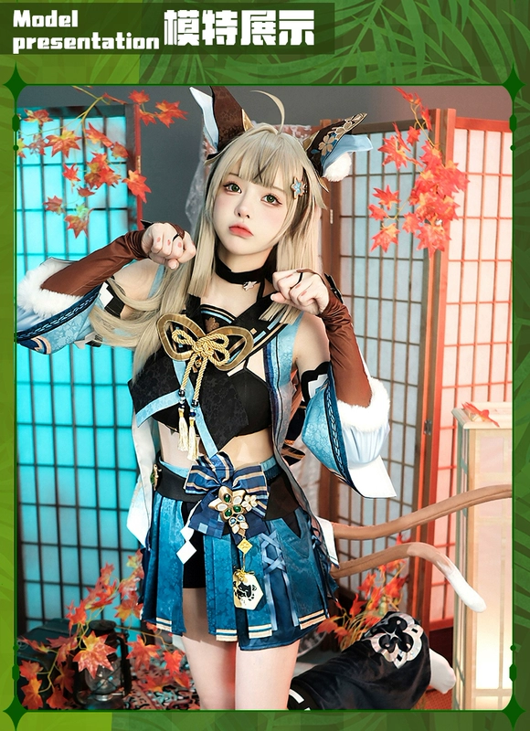 Noki Genshin cos quần áo Tề Liangliang cosplay tai mèo và bàn chân có đuôi mái hiên Yumaoyou nữ trọn bộ quần áo