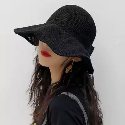 Empty hat female sunshade cap Lady summer big edge bow can be folded festival outdoor sunscreen hat Joker straw hat