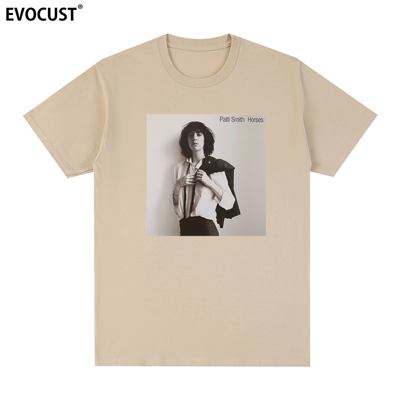Patti Smith Horses Short-Sleeved T-Shirt American Patti Smith Rock Classic Male and Female Portrait Print Patti Smith Horses Short-Sleeved T-Shirt American Patti Smith Rock Classic Male and Female Portrait Print