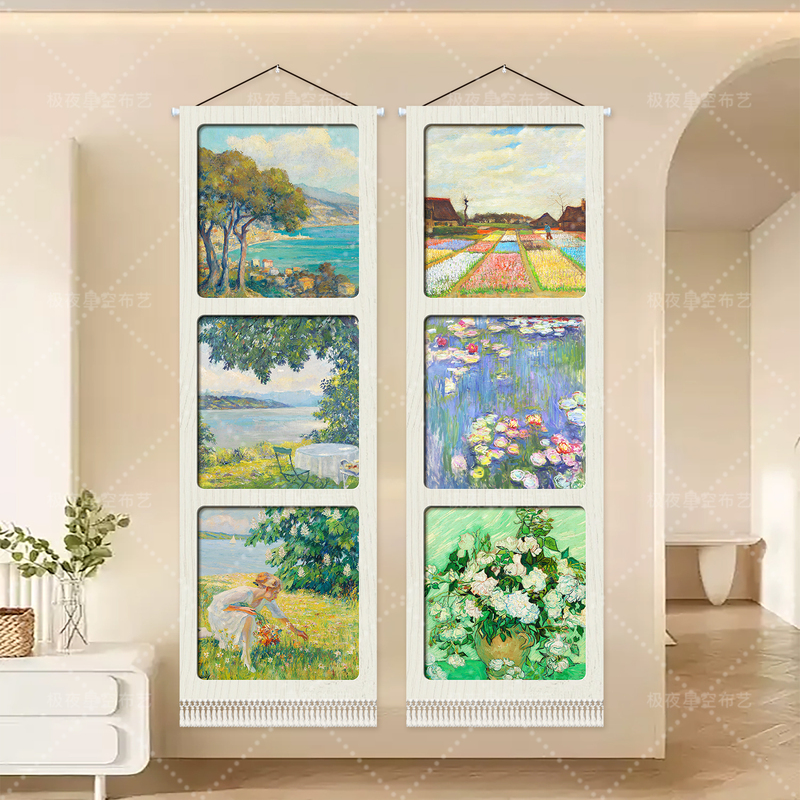 Van Gogh Monet Landscape Oil Painting Tapestry Bedroom Bedside Decoration Hanging Cloth High-End Art Meter Box Cover Canvas