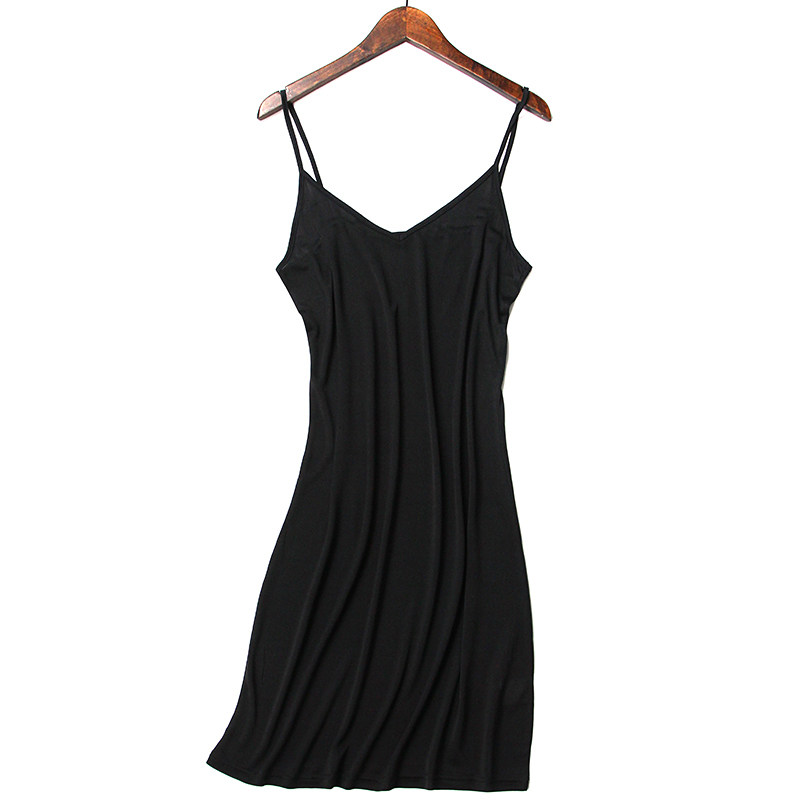 Foreign trade days Single 100% knit genuine silk hanging band dress lengthened with breathability sensation Summer new mulberry silk hanging band dress