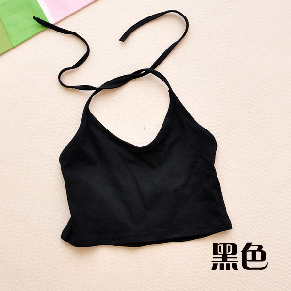 New Summer Anti-Exposure Short Tube Top Camisole with Tie, Small Halter Neck Cotton Tank Top Series for Women