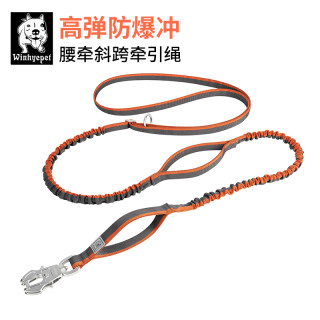 Winhyepet Dog Leash Running Dog Walking Leash Chain Waist Strap Crossbody for Medium and Large Dogs Retractable Anti-Shock