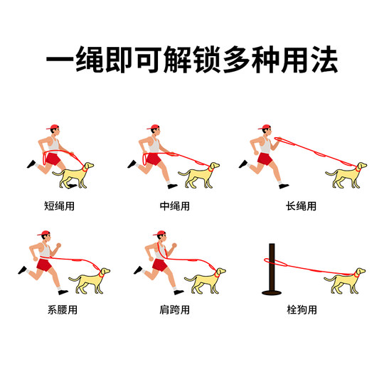 Winhyepet dog leash running dog leash chain waist lead crossbody medium and large dog telescopic explosion-proof punch