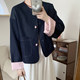 Sugar Annie ແບບຈີນແບບໃຫມ່ Denim Satin Button Jacket ຂອງແມ່ຍິງ Spring Loose Short Commuting Coat