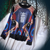 Low-key luxury gold thread jacquard long sleeve sweater abstract pattern long sleeve pullover sweater 2020 early Autumn New