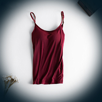 European station womens suspender chest pad backrest bra rimless bra cup one-piece summer modal base shirt