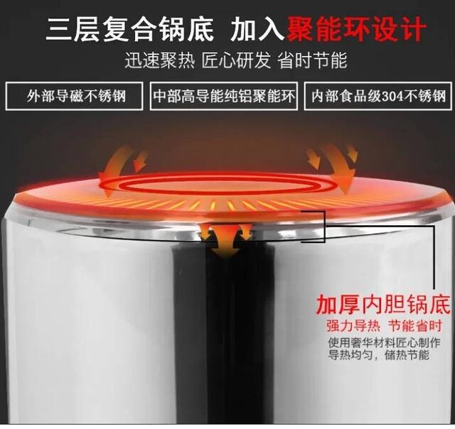 Yongxing 304 Stainless Steel Large-Capacity No-Fire Re-Cooking Pot, Ultra-Long Heat Preservation, Energy-Saving Pot for Stewing Meat, Cooking Rice, Soup, and Porridge