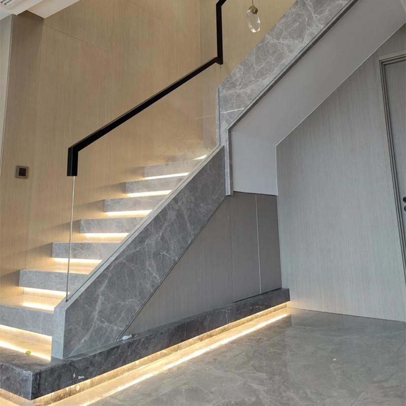 Stair stepping marble custom villa duplex floor stairs Modern light luxury simple Chinese style step door set line