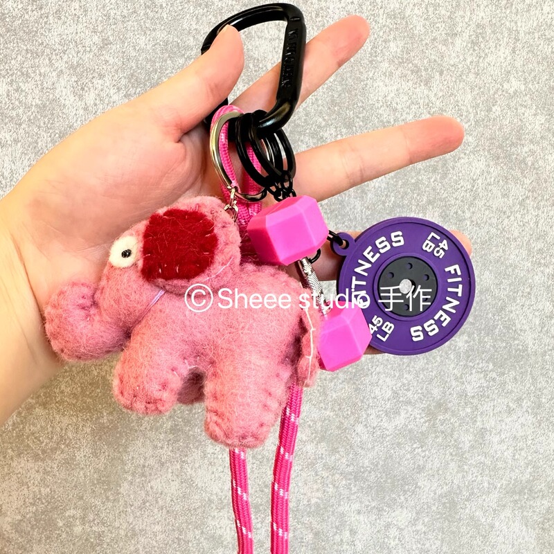 Sports Fitness Pendant Miu-Style Knotted Couple Wool Felt "Lucky Elephant" Dumbbell/Boxing/Ice American-Style Bag Charm