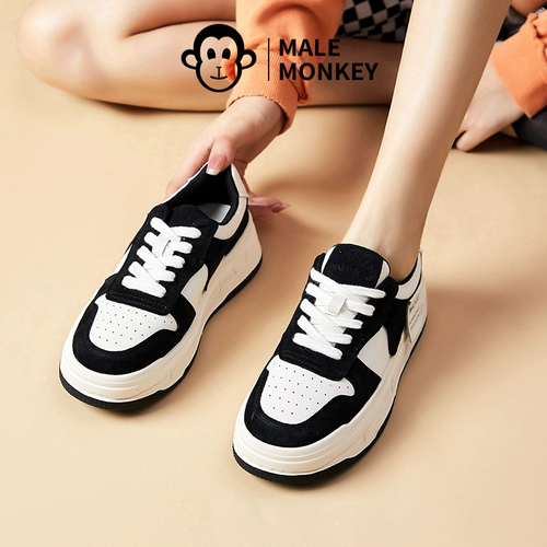 公猴 Кроссовки, спортивная повседневная обувь для отдыха, высокая белая обувь, из натуральной кожи, осенние, тренд сезона, полярный медведь, панда