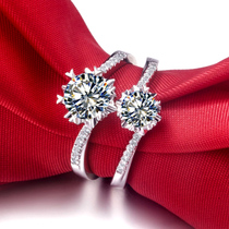 Import Mozambique diamond ring for women snowflake six heart 24K platinum ring diamond simple PT950 Platinum 1 karat