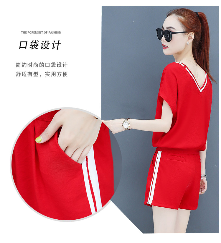 A two-piece set of loose short-sleeved, casual shorts and fashionable running wear for women in summer is trendy pic 6