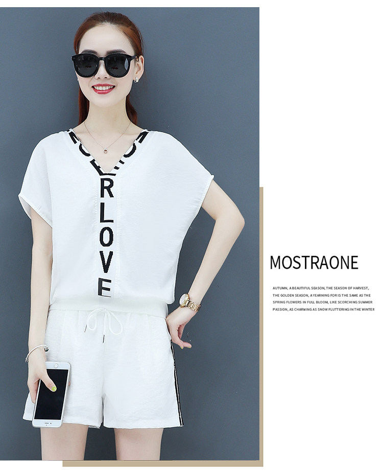 A two-piece set of loose short-sleeved, casual shorts and fashionable running wear for women in summer is trendy pic 24