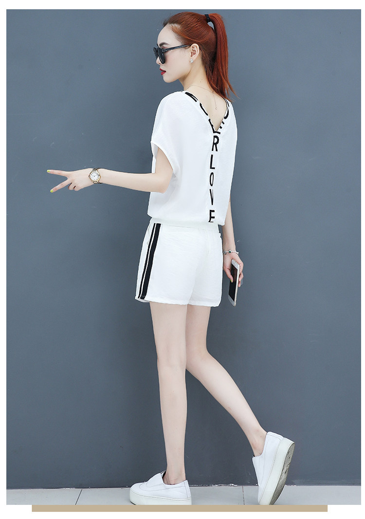 A two-piece set of loose short-sleeved, casual shorts and fashionable running wear for women in summer is trendy pic 21