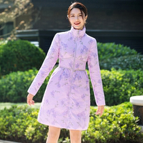 Princess down clothes 2021 new female winter coat small sub short and white duck suede thickened to warm up waist purple