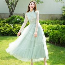 Princess 2022 new spring and autumn fairy supersenssen collection waist display thin air quality light cooked Chinese mesh yarn dress dress