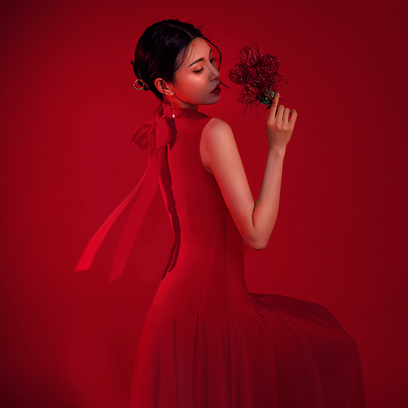Meifei Dress, 100% Mulberry Silk, Red, Sleeveless, Elegant, Gentle, Spring and Summer New Style, Age-Reducing, Fashionable and Elegant for Women Meifei Dress, 100% Mulberry Silk, Red, Sleeveless, Elegant, Gentle, Spring and Summer New Style, Age-Reducing, Fashionable and Elegant for Women
