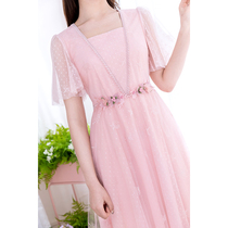 Princess very fairy niche dress long belly slim lace skirt solid color 2021 New 779861