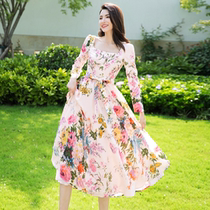 Princess of Beauty Even clothes dress 2022 new spring and autumn French style fairy cashies with slim temperament small subprinted womens clothes