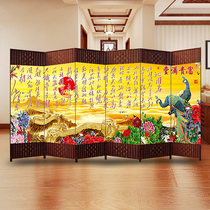 Screen partition simple modern bedroom foldable mobile folding screen living room double-sided fabric curtain push-pull porch curtain