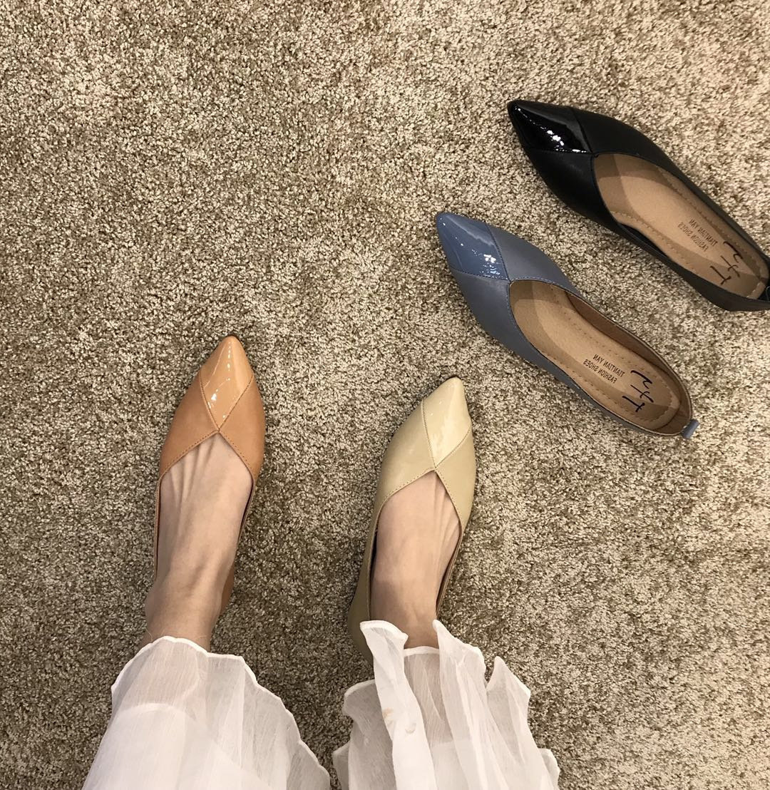 Heart no contraindications ~ ITSK single shoe women's pointed toe light mouth color flat soft sole commuter women's shoes beanie shoes