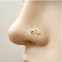 925 pure silver nose nail small drill serpentine puncture silver adorned with European and American personality perforated small ear nail punk small earbone nail